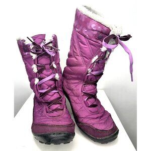 Columbia Minx III Winter Boots Women Size 7 Purple Mid Calf Lace Up Waterproof